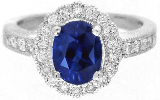 Intense cornflower blue natural sapphire ring in real platinum for sale
