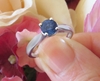 Natural Round Sapphire Solitaire Enagement Ring set in solid 14k white gold for sale