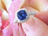 2 carat cushion cut natural blue sapphire engagement ring in white gold for sale