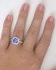 Cushion Blue Sapphire Engagement Ring with Diamond Halo in white gold