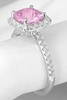 Pink Sapphire and Diamond Halo Ring in 18k white gold