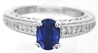 Ornate Natural Blue Sapphire Engagement Ring with Real Diamonds in 14k white gold