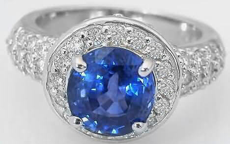 Natural Cornflower Blue Sapphire Engagement Ring - 18k white gold