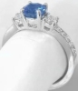 Fine Round Natural Sapphire Ring with Diamond Halo in 14k white gold