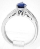 Buy a Pear Cut Natural Blue Sapphire Engagement Ring with Real Baguette Diamonds in solid 14k white gold