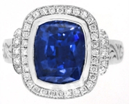 One of a kind Large Cushion Color Change Blue Purple Sapphire Ring for sale in solid 14k white gold