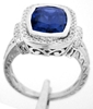 Large Cushion Color Change Natural Blue Purple Sapphire Ring for sale in solid 14k white gold