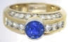 Bezel Set Real Sapphire Ring with Genuine Diamonds in 14k yellow gold