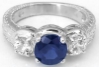 Blue and White Sapphire Engagement Ring Set