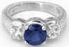 Blue and White Sapphire Engagement Ring Set