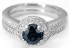 1.44 ctw Round Sapphire and Diamond Engagement Ring in 14k white gold with 0.18 ctw Diamond Matching Band