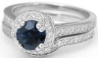 Sapphire Engagement Set- Round sapphire ring and diamond band in white gold