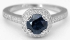 1.44 ctw Round Sapphire and Diamond Engagement Ring in 14k white gold with 0.18 ctw Diamond Matching Band