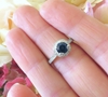 Natural Dark Navy Blue Sapphire Engagement Ring and Wedding Band- white gold