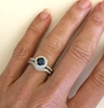 Sapphire Engagement Set- Round sapphire ring and diamond band in white gold