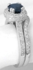 Sapphire Bridal Set- Round sapphire ring and diamond band in white gold