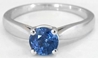 Natural Round Sapphire Solitaire Enagement Ring set in solid 14k white gold