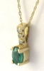 Natural oval emerald solitaire pendant with diamond bail in 14k yellow gold