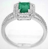 Natural Emerald Ring - Double Diamond Halo in white gold