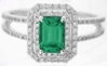 Natural Emerald Ring - Double Diamond Halo in white gold