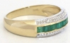 Channel Set Real Emerald Stackable Ring in solid 14k yellow gold for sale
