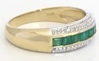 Channel Set Real Emerald Stackable Ring in solid 14k yellow gold for sale