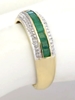 Women's natural emerald band ring with channel set emeralds in solid 14k yellow gold