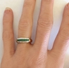 Genuine emerald ring with channel set square cut emeralds in solid 14k yellow gold