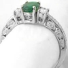 Natural Emerald Ring - Vintage Styled 3 Stone in 14k white gold