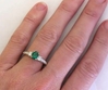 Oval Emerald Ring - 3 Stone Ring in 14k white gold