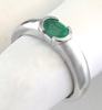 Solitaire Emerald Ring - 0.50 ct Semi Bezel Set Oval Emerald Ring in 14k white gold - E-5443