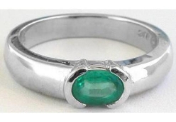 Solitaire Emerald Ring in White Gold