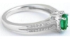 Emerald Ring - Genuine Oval Emerald and Diamond Ring in 14k white gold