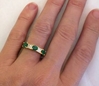 Natural Emerald and Baguette Diamond Anniversary Band Ring in 18k Yellow Gold