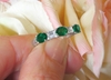 Natural Oval Emerald and Baguette Diamond Ring in 14k white gold