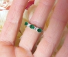 Three Stone Natural Oval Emerald and Baguette Diamond Ring in 14k white gold for sale