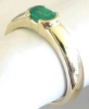 Genuine Oval Emerald Ring in 14k yellow gold - East West Set