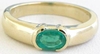 Genuine Oval Emerald Ring in 14k yellow gold - East West Set