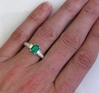 1 carat Emerald Ring with Baguette Diamonds in white gold setting