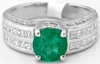 Round Emerald Ring in 18k white gold