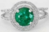 Emerald Ring - Natural Round Emerald in White Gold