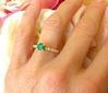 Natural Emerald Engagement Ring and Diamond Wedding Band Set -14k yellow gold