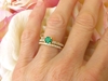 Natural Round Emerald Engagement Ring Set -14k yellow gold