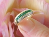 Channel Set Natural Square cut Genuine Emerald Stackable Band Ring in real solid 14k yellow gold