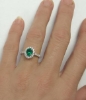 Diamond Halo Engagement Ring with Fine Quality Oval Colombian Emerald and Fine Quality Round Diamonds in 14k white gold