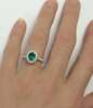 Genuine Emerald Ring with Diamond Halo. Alternate engagement ring in white gold..