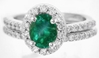 Genuine Emerald Engagement Ring with Matching Diamond Wedding Band