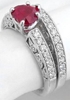 Heart Shape Ruby and Diamond Engagement Ring in 14k white gold