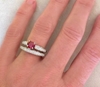 Heart Shape Ruby and Diamond Engagement Ring in 14k white gold