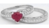 Natural Heart Shape Ruby Ring in 14k white gold
